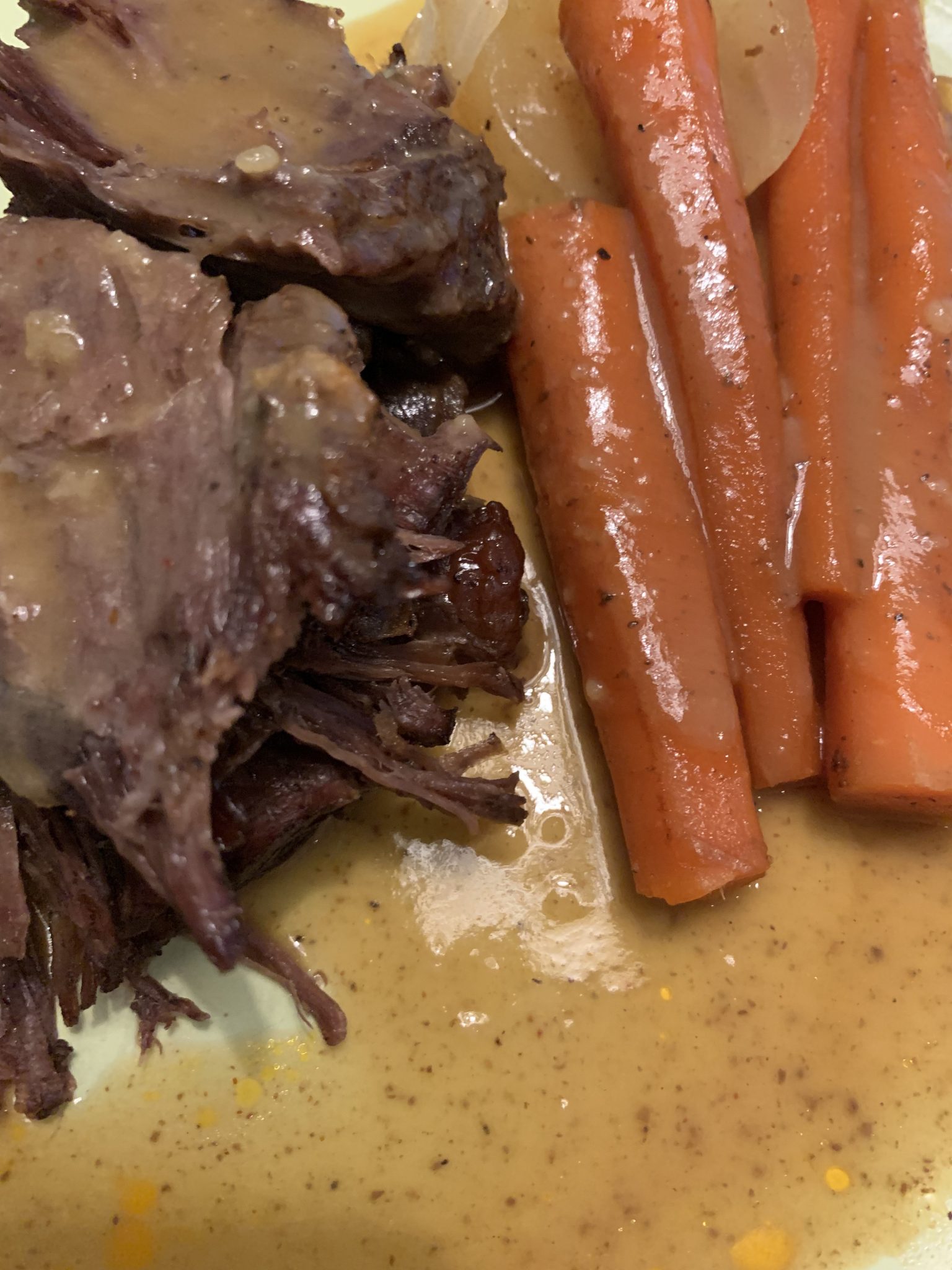 Dishin’ Pot Roast with Madeira Sauce, Roasted Potatoes, Carrots and Onions