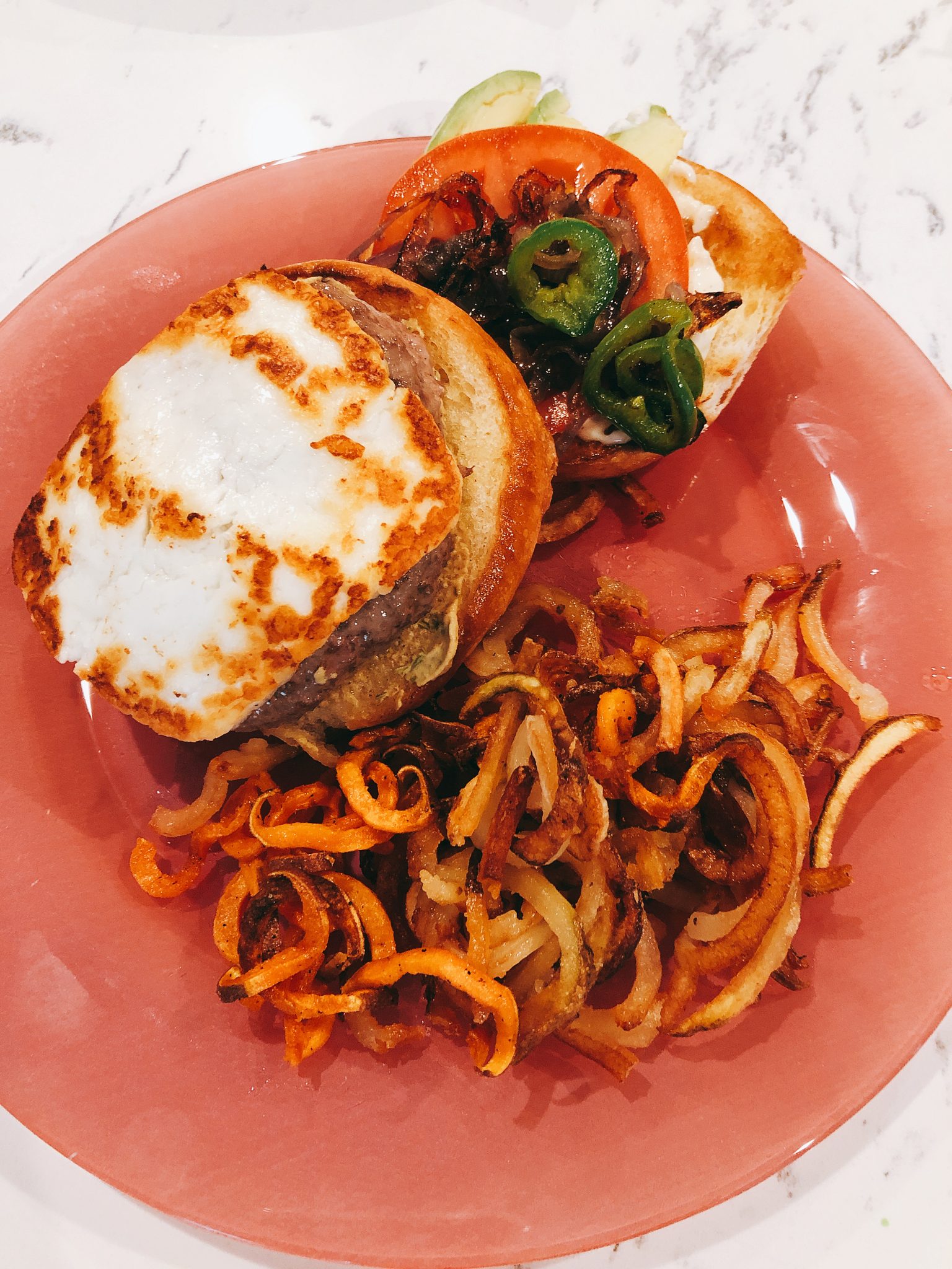 Lamb Burgers with Grilled Halloumi Cheese