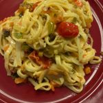 Salmon in a White Wine, Mushroom and Garlic Sauce over Linguini | Dishin' With Darla