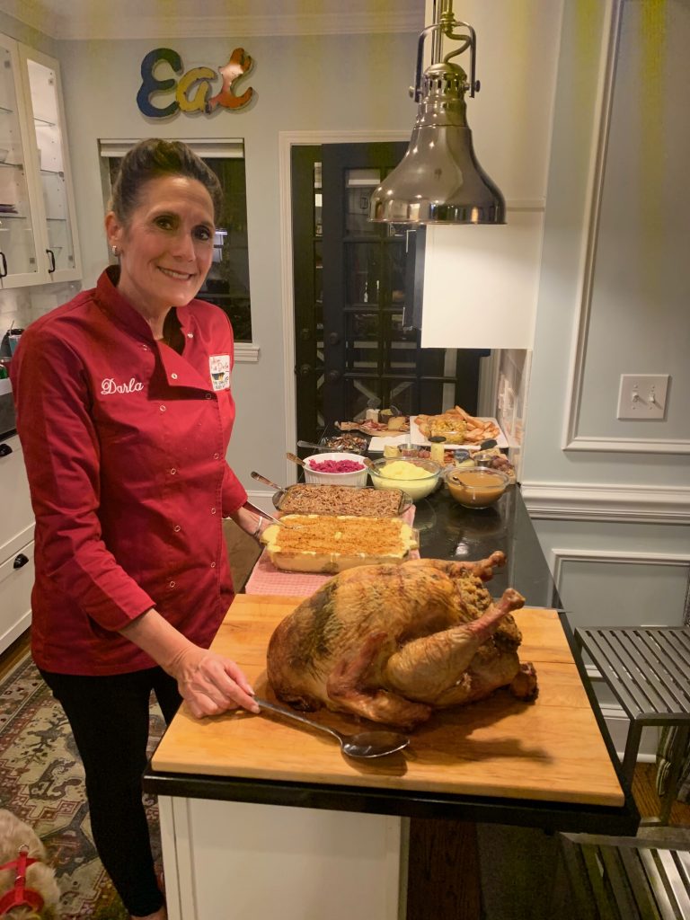 Darla with her Turkey Stuffed with Cornbread Dressing and Gravy | Dishin' With Darla